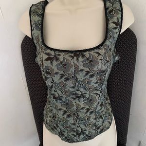 Flower Print Bustier with Black rope piping.